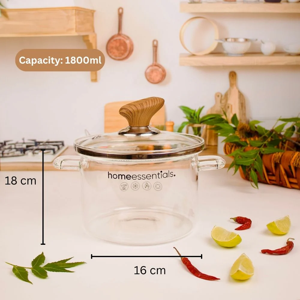 Multi-Purpose Transparent High Borosilicate Glass Pot with Lid - Image 6