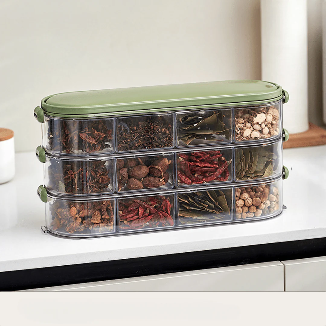 Multi-Purpose Transparent Storage Organizer Box With Handle (Green) - Image 2