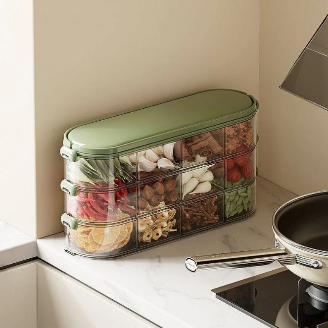 Multi-Purpose Transparent Storage Organizer Box With Handle (Green) - Image 4
