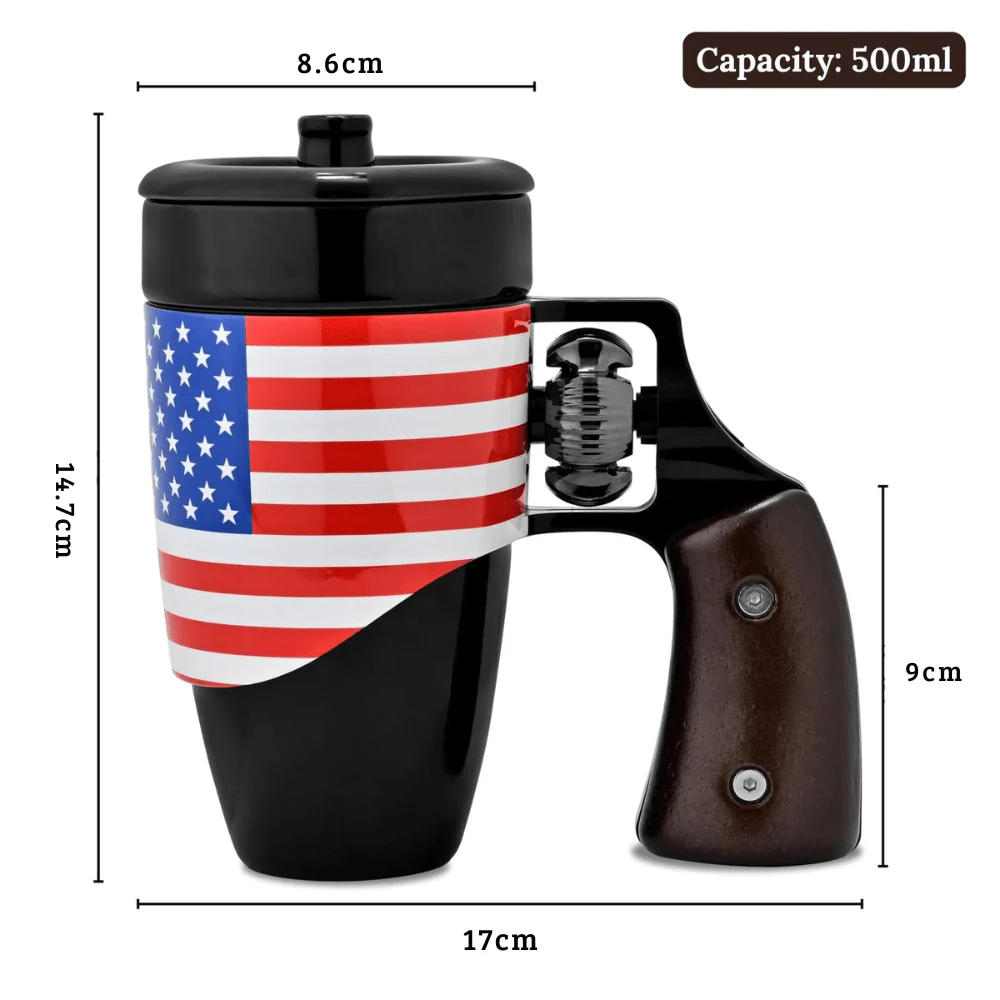 Multi-Purpose Unique Ceramic Gun Mug with Revolver Handle - 500ML - Image 6