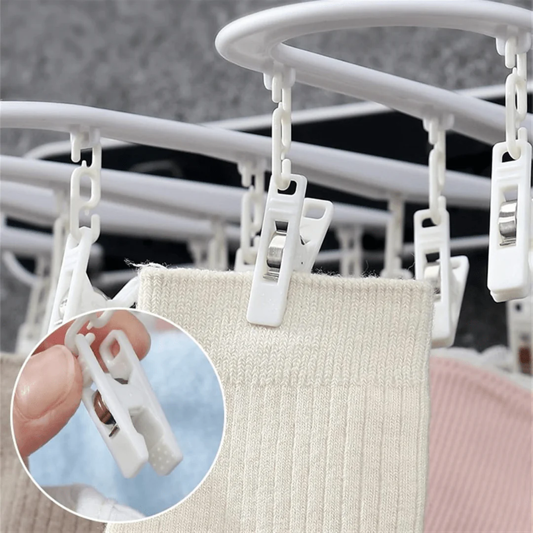 Multi-Purpose Wall Mounted Foldable Drying Hanger with 24 Clips - Image 5