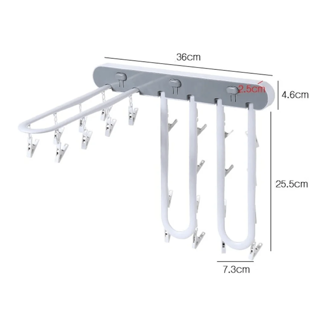 Multi-Purpose Wall Mounted Foldable Drying Hanger with 24 Clips - Image 6