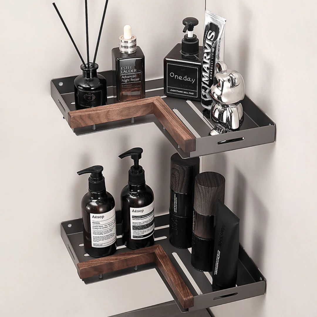 Multi-Purpose Wood and Aluminum Wall Corner Shelf (26cm) - Image 4