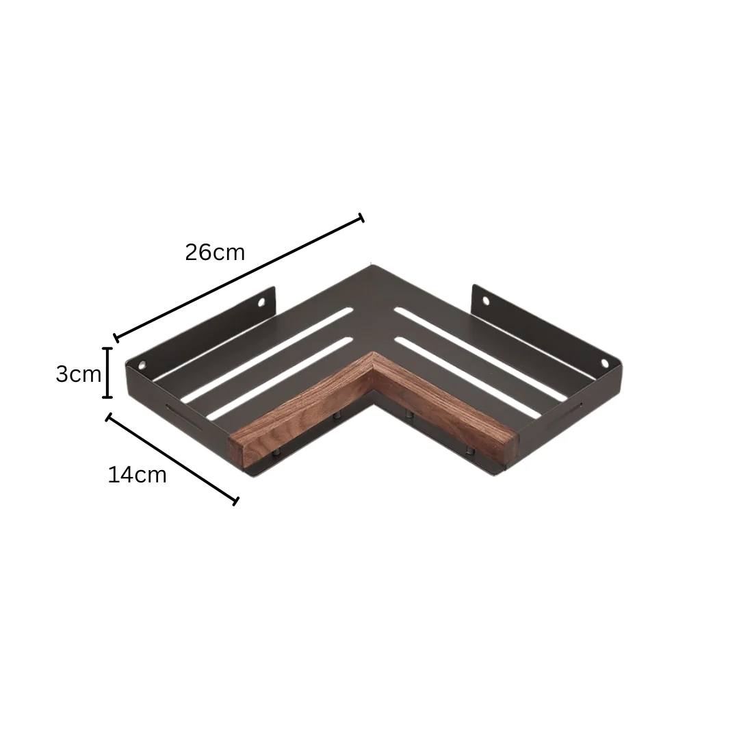Multi-Purpose Wood and Aluminum Wall Corner Shelf (26cm) - Image 6
