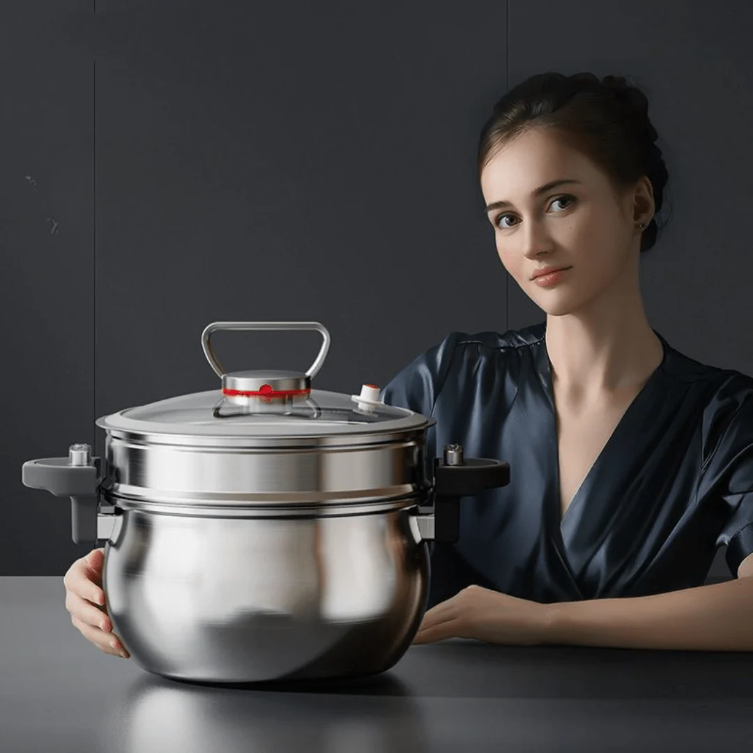 Multi-Stove Micro-Pressure Cooking Pot With Glass Lid (7L) - Image 2