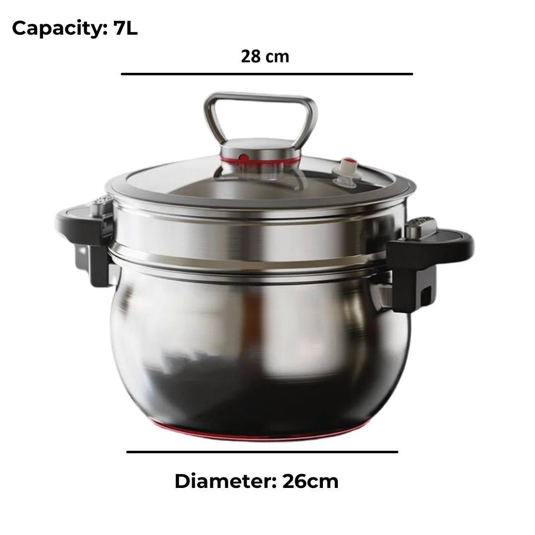 Multi-Stove Micro-Pressure Cooking Pot With Glass Lid (7L) - Image 6