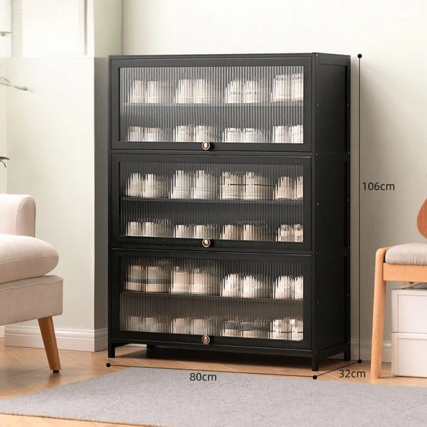 Multi-Tier Bamboo Shoe Rack with Transparent Flap Doors (80cm) - Image 10