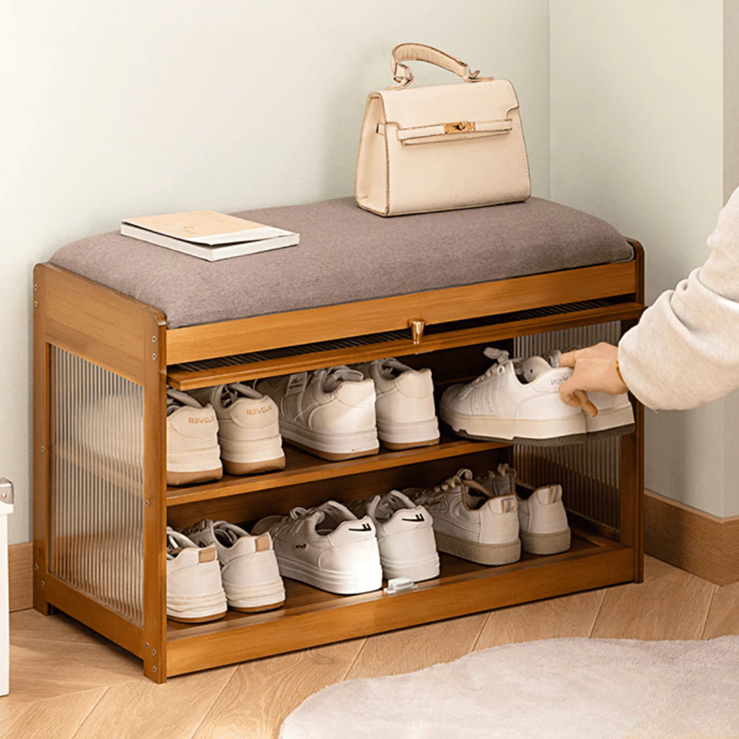Multi-Tier Bamboo Wood Shoe Organiser Bench(70cm) - Image 3