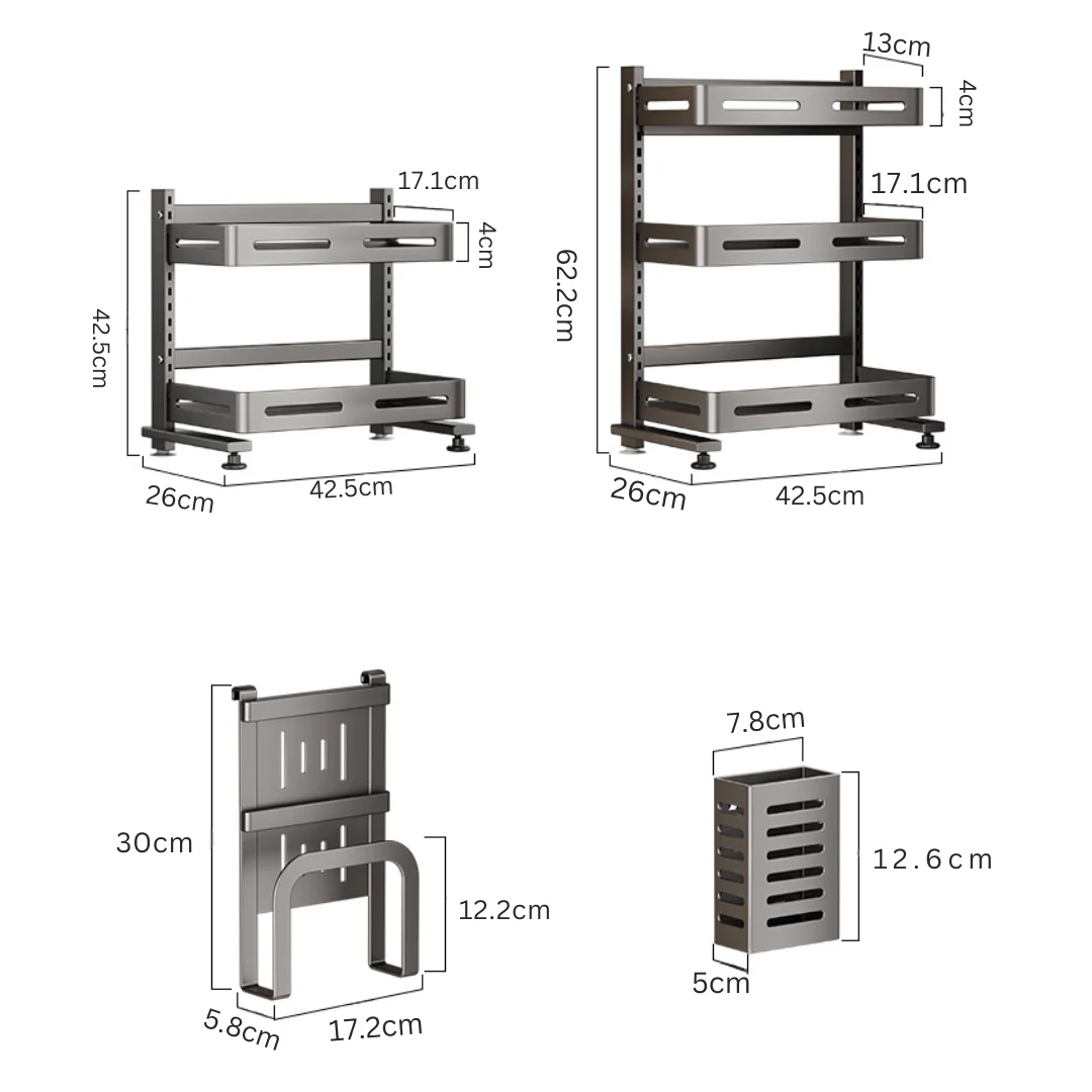 Multi-Tier Stainless Steel Kitchen Storage Rack(43cm) - Image 6