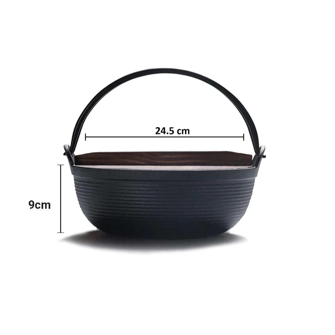 Multi-Use Cast Iron Miso Soup Pot with Wooden Lid(24.5cm) - Image 10