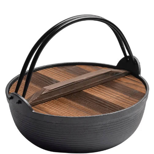 Multi-Use Cast Iron Miso Soup Pot with Wooden Lid(24.5cm) - Image 5
