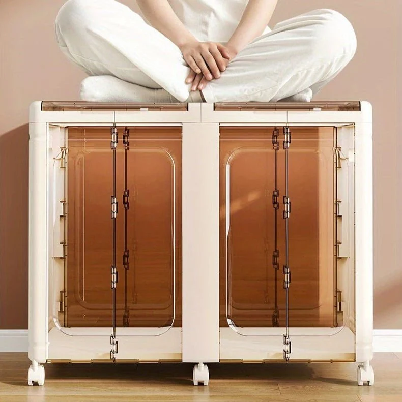 Multi-Use Foldable Transparent Storage Box with Wheels - Image 3