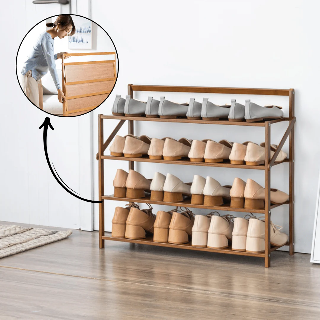 Multi-Use Foldable Wooden Shoe Storage Shelf (68cm) - Image 4