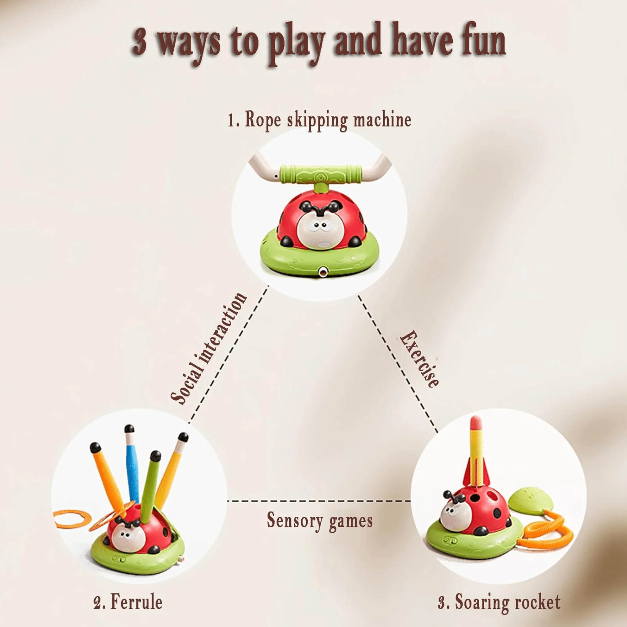 Multifunctional 3-in-1 Ladybug Sports Set for Kids Exercise Fun - Image 6