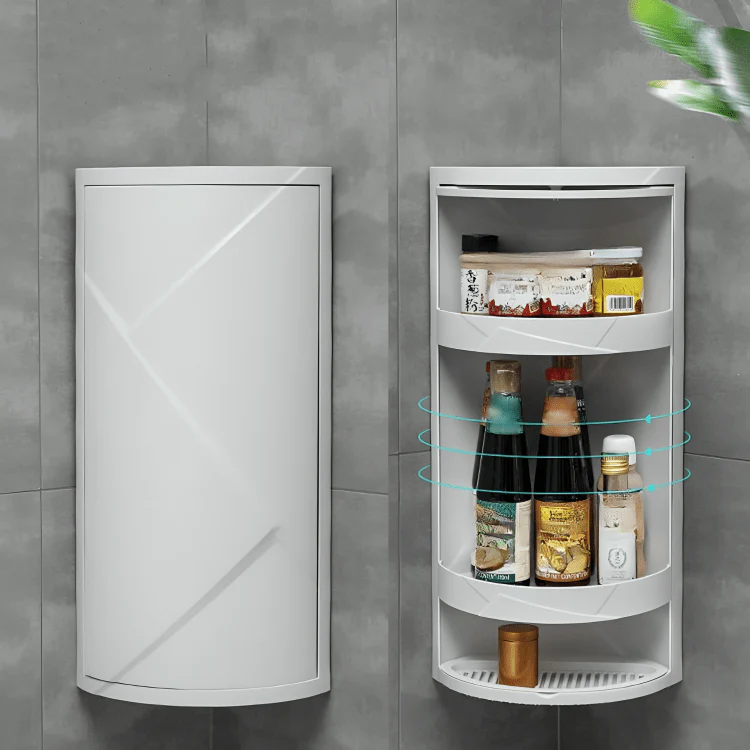 Multifunctional 360° Rotating Triangle 3 Layers Storage Cabinet(60cm) - Image 5