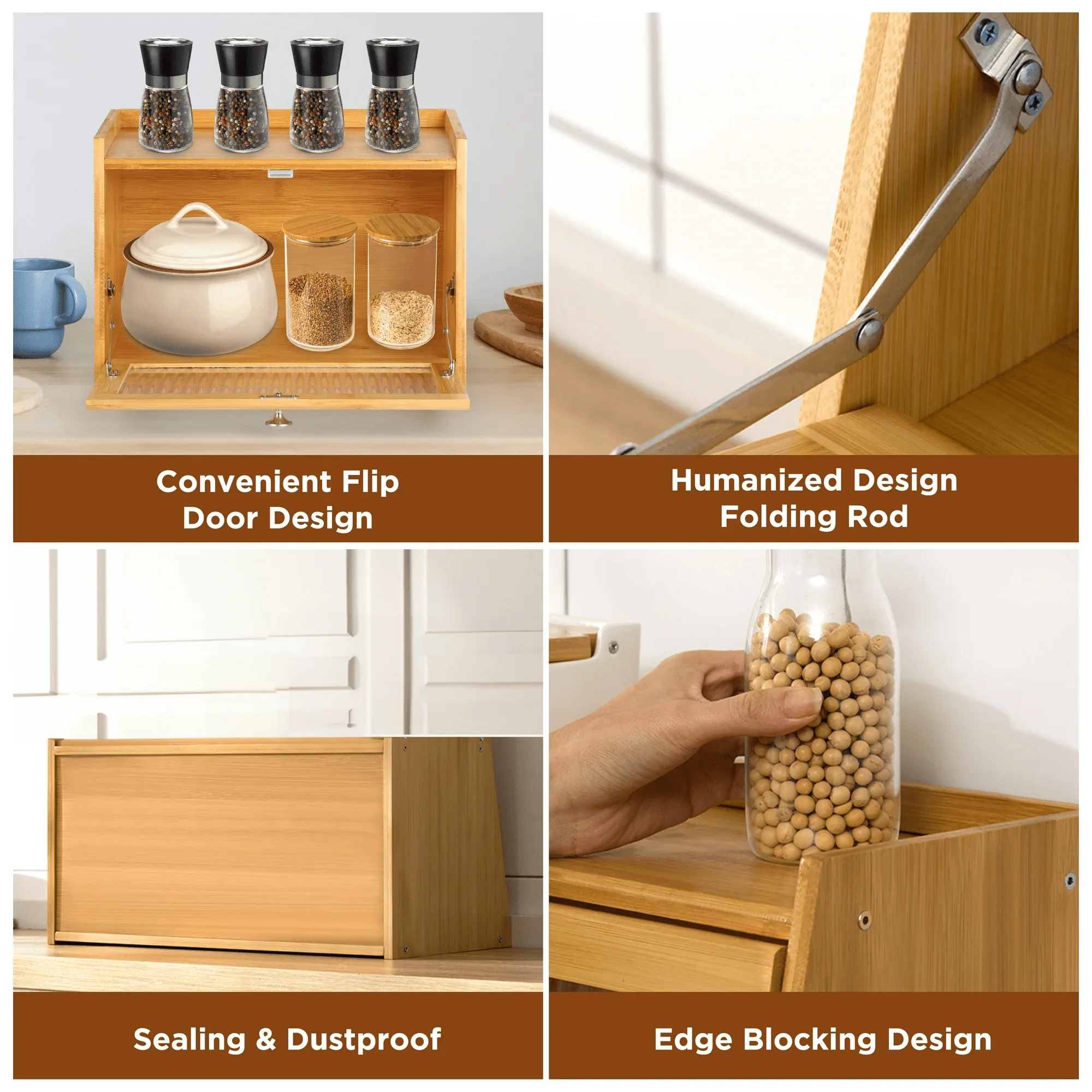 Multifunctional Bamboo Wood Kitchen Countertop Storage Rack(50cm) - Image 8