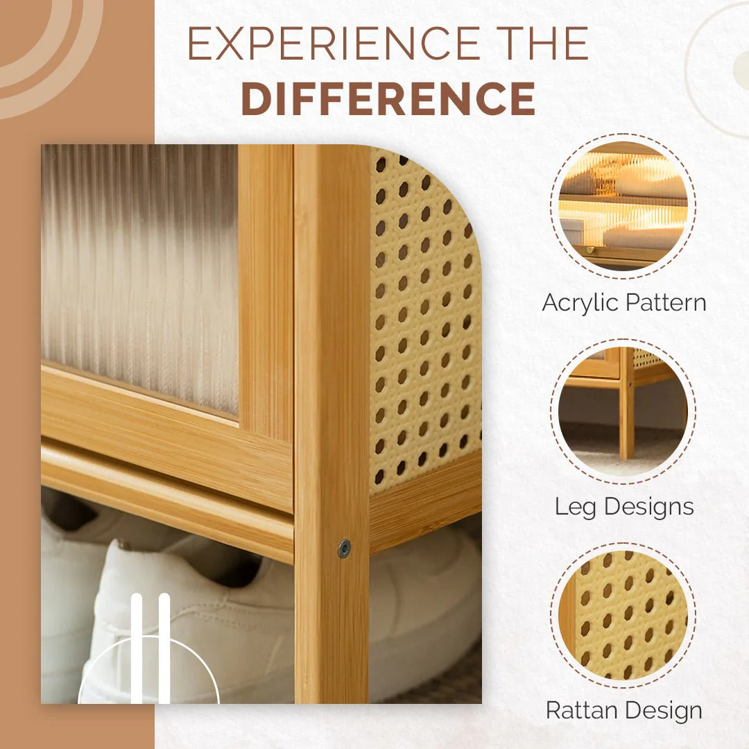 Multifunctional Double-Pole Bamboo Wood Storage Rack (90cm) - Image 7
