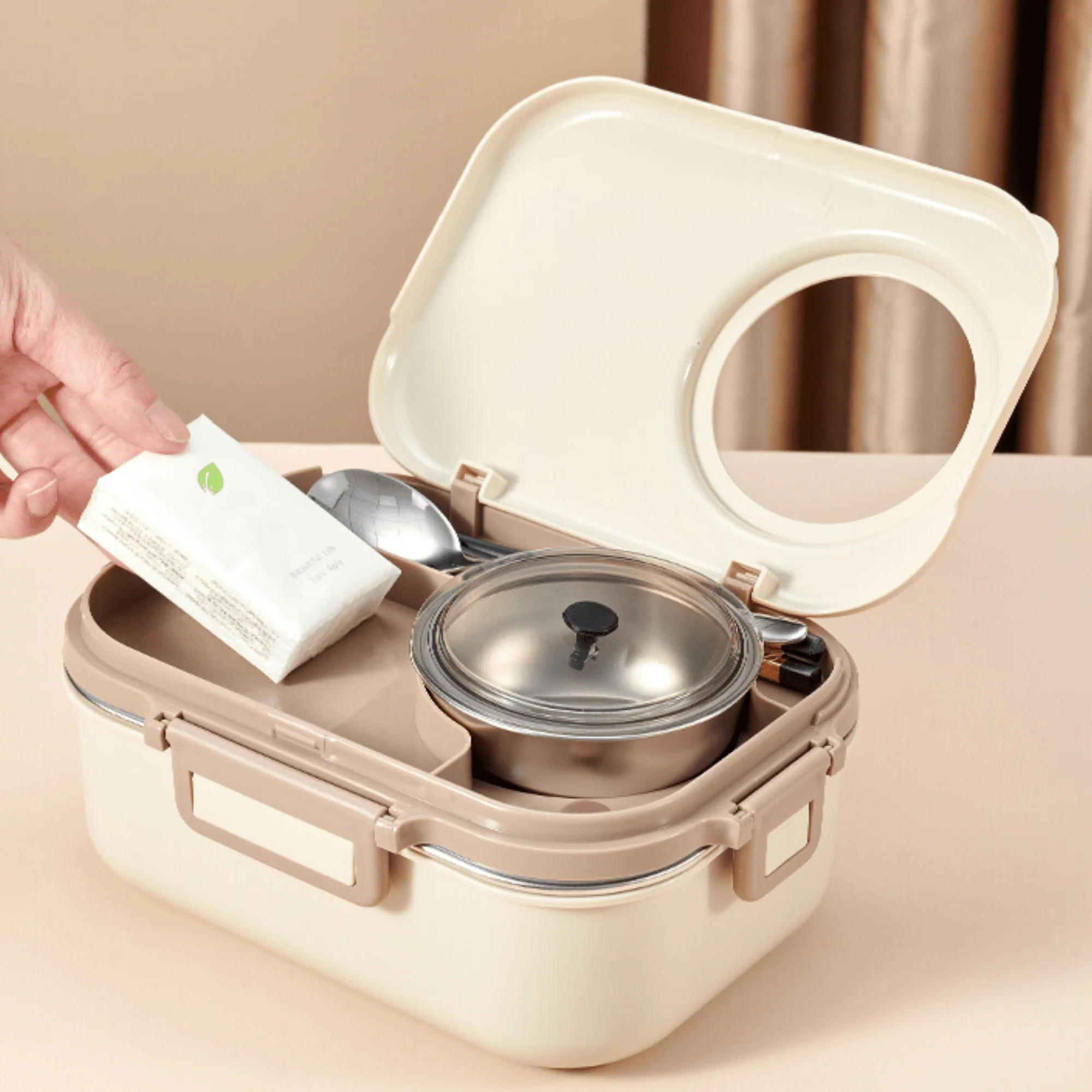Multifunctional Electric 48W Heated Lunch Box with Leakproof Stainless Steel Liner(1.1Litre) - Image 2