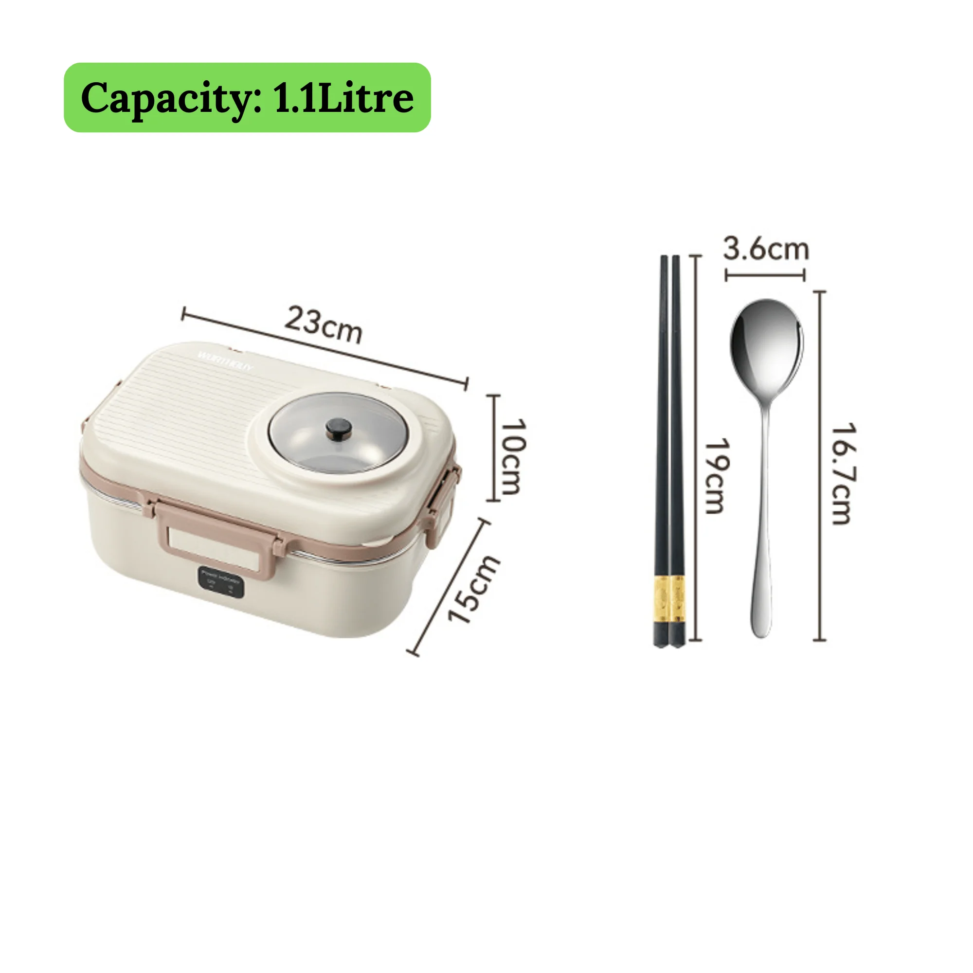 Multifunctional Electric 48W Heated Lunch Box with Leakproof Stainless Steel Liner(1.1Litre) - Image 8