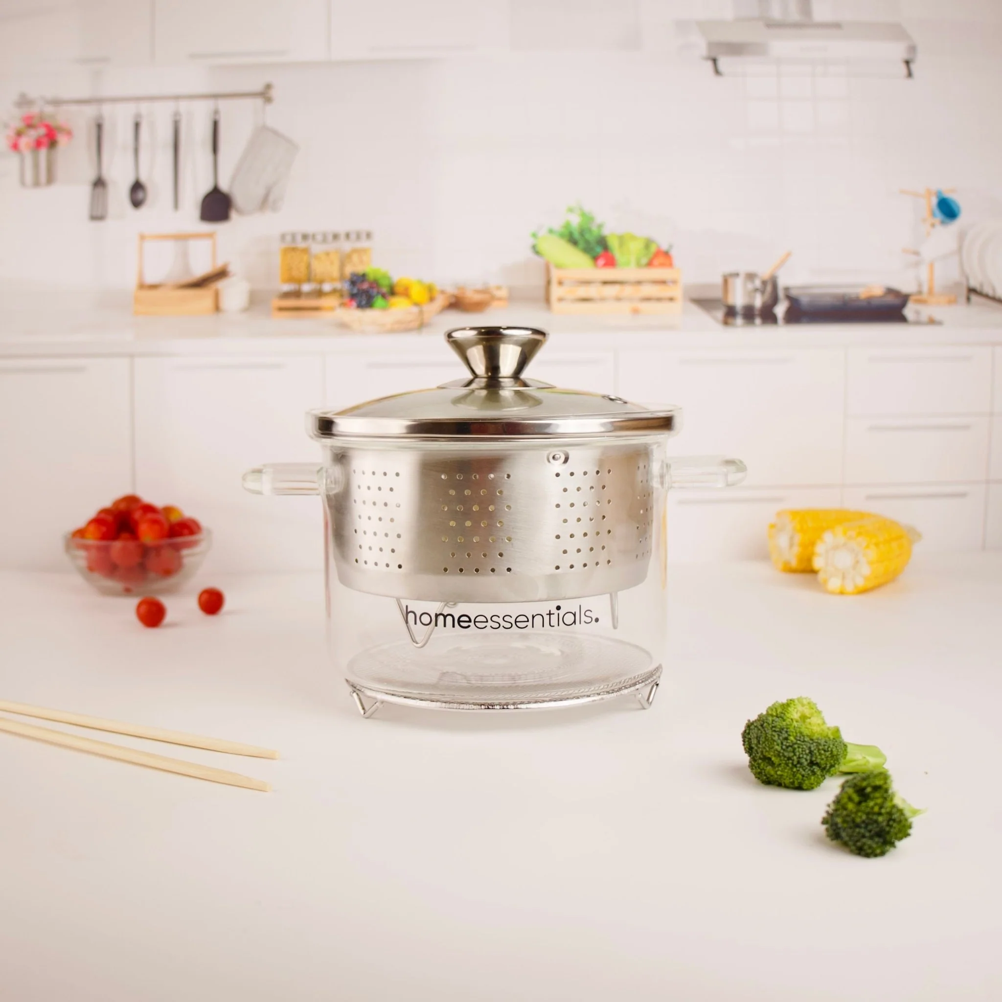 Multifunctional Borosilicate Glass and Stainless Steel Steamer Pot - Image 3