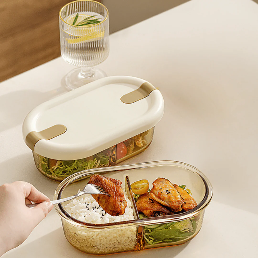 Multi-Functional Microwave-Safe Glass Lunch Box with Sealed Compartment(750ml) - Image 2