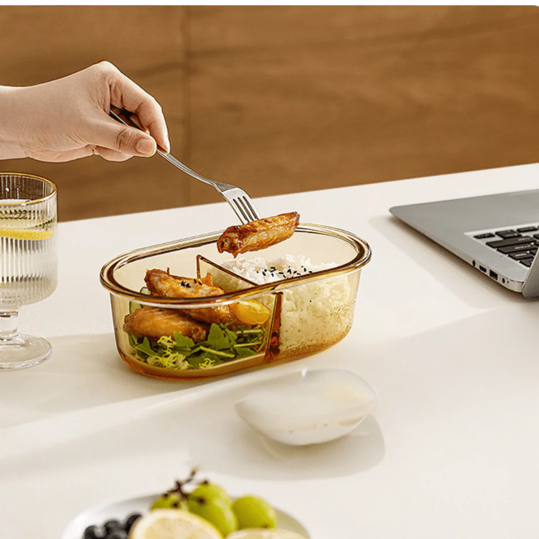 Multi-Functional Microwave-Safe Glass Lunch Box with Sealed Compartment(750ml) - Image 5