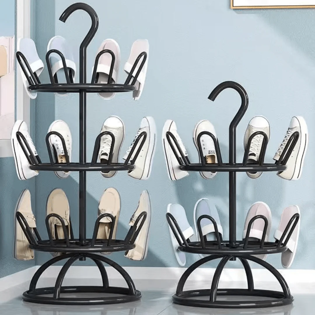 Multi-Layer Iron Shoe Drying & Storage Rack with Circular Bracket - Image 3