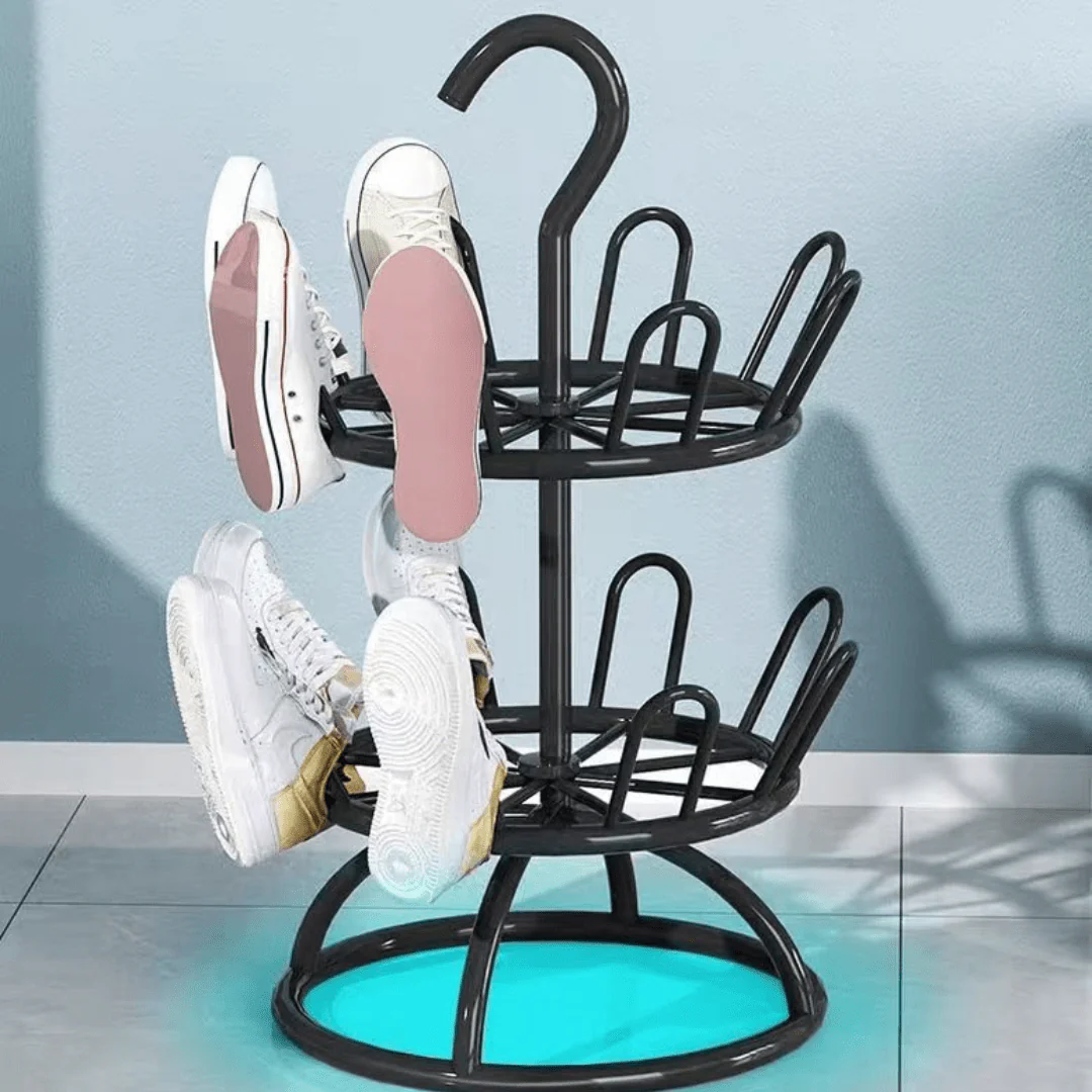 Multi-Layer Iron Shoe Drying & Storage Rack with Circular Bracket - Image 4