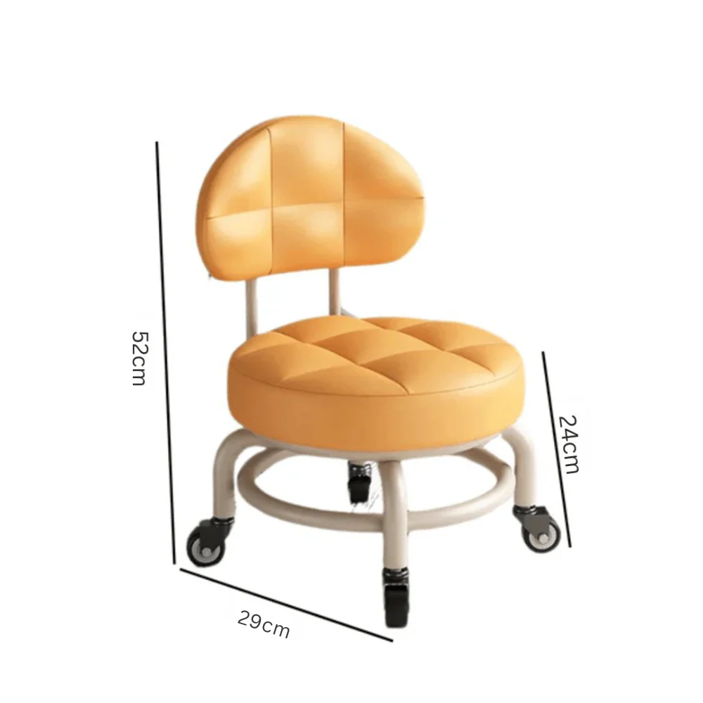 360° Smooth Rotation Rolling Stool with Backrest - Image 7