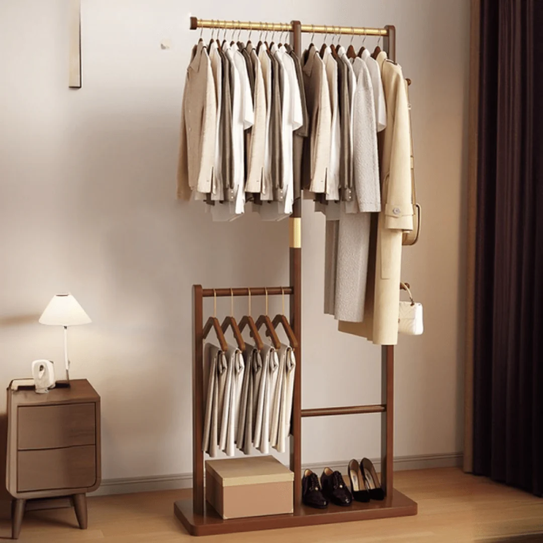 Multifunctional Solid Wood Floor Standing Coat Rack Organizer - Image 3