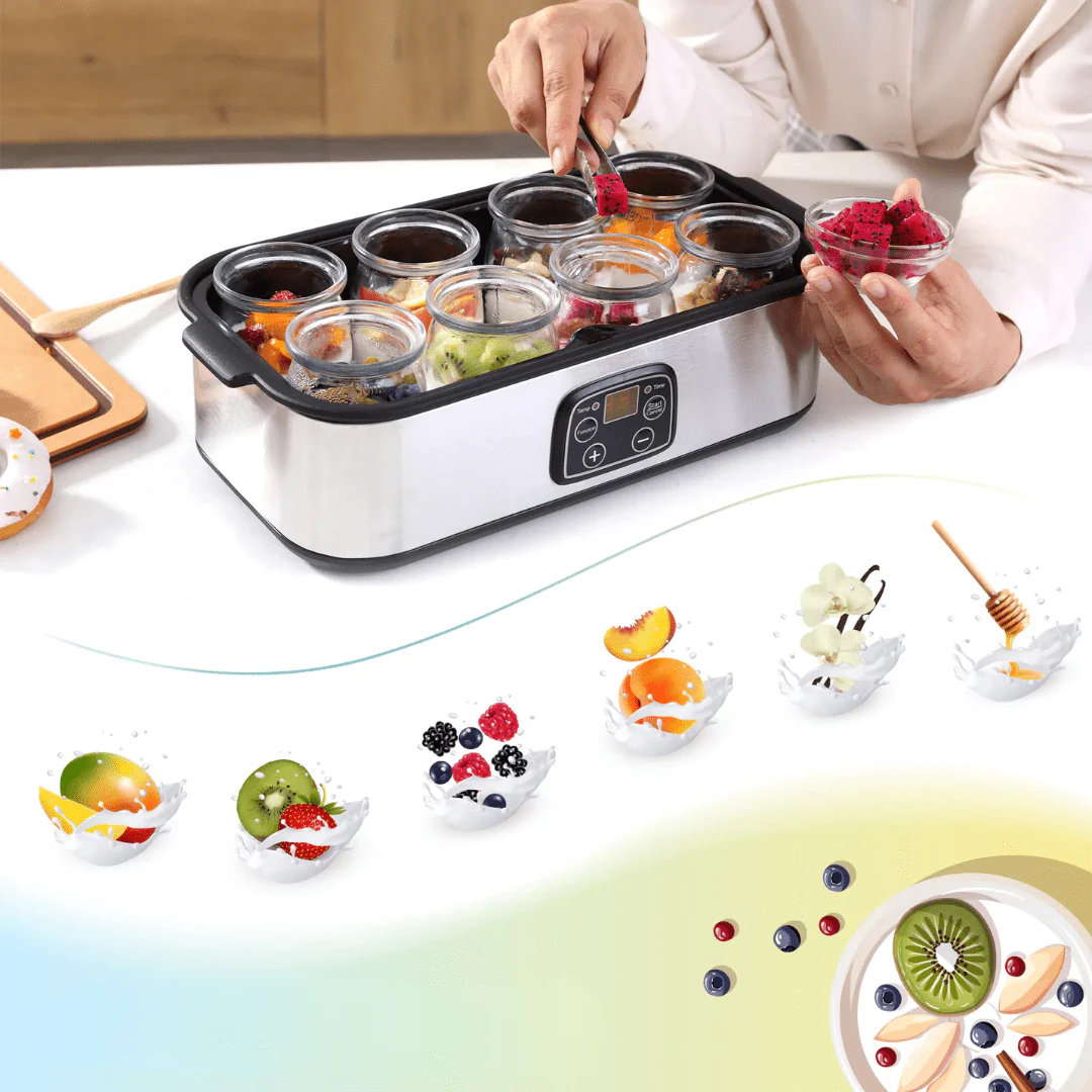 Multifunctional Stainless Steel Digital Yogurt Maker with 8 Cups (1440ml) - Image 5