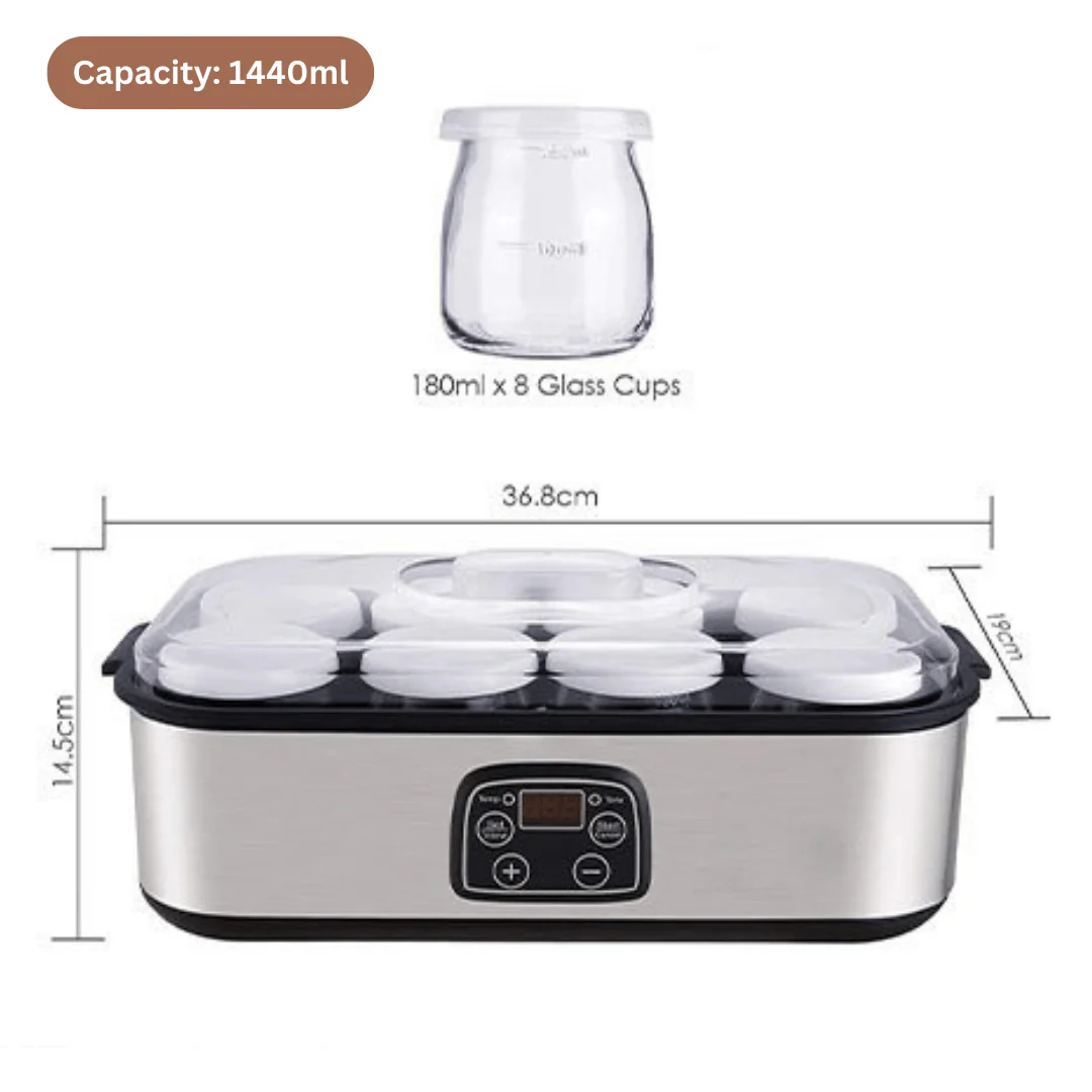 Multifunctional Stainless Steel Digital Yogurt Maker with 8 Cups (1440ml) - Image 7