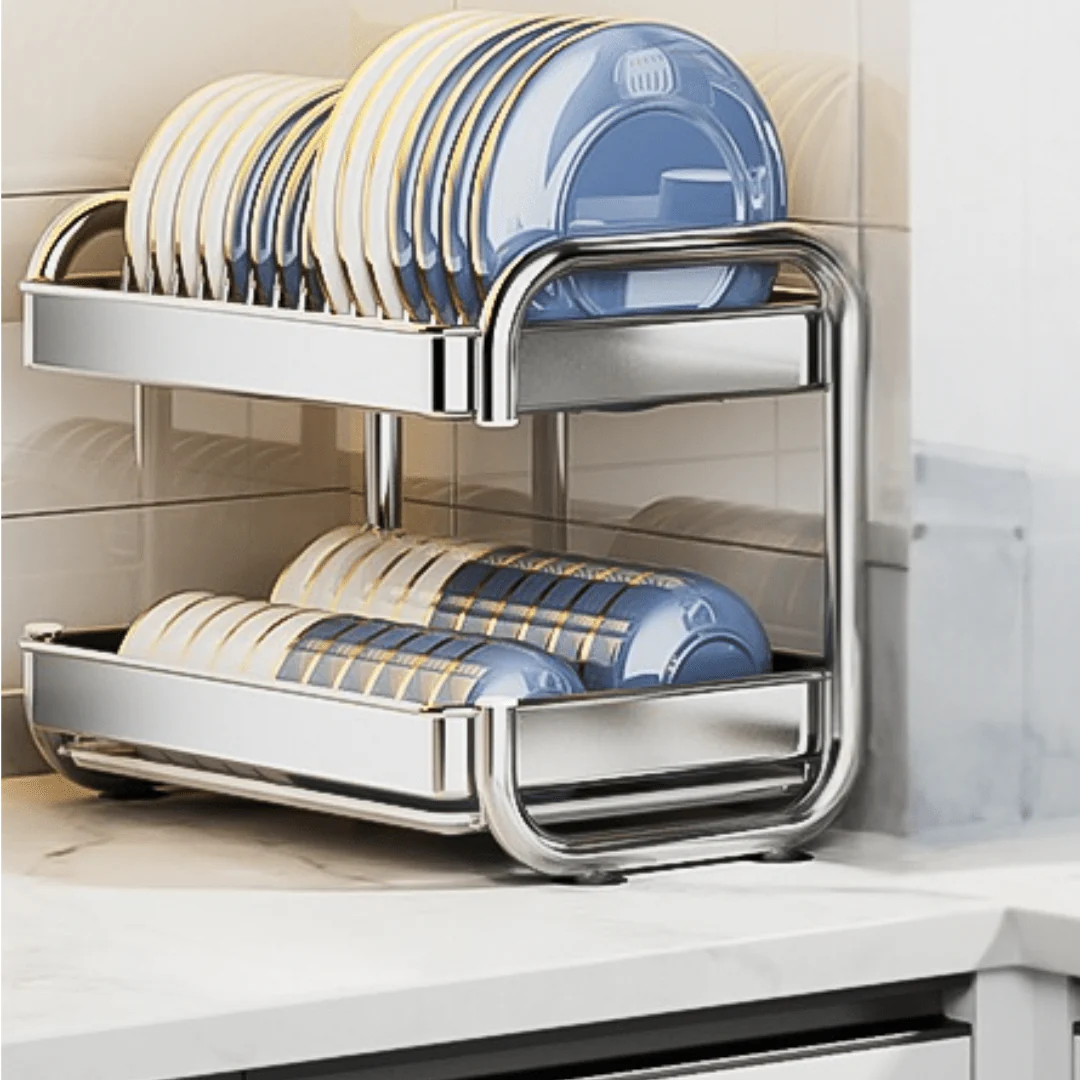Multifunctional Stainless Steel Dish Rack with Cutlery and Cutting Board Holder(39cm) - Image 4
