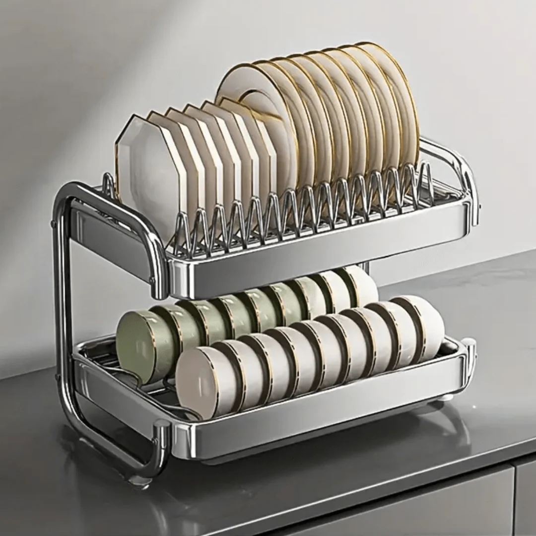Multifunctional Stainless Steel Dish Rack with Cutlery and Cutting Board Holder(39cm) - Image 5