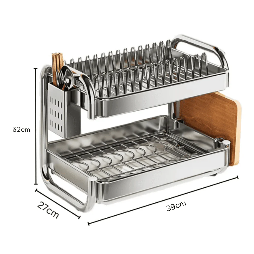 Multifunctional Stainless Steel Dish Rack with Cutlery and Cutting Board Holder(39cm) - Image 7