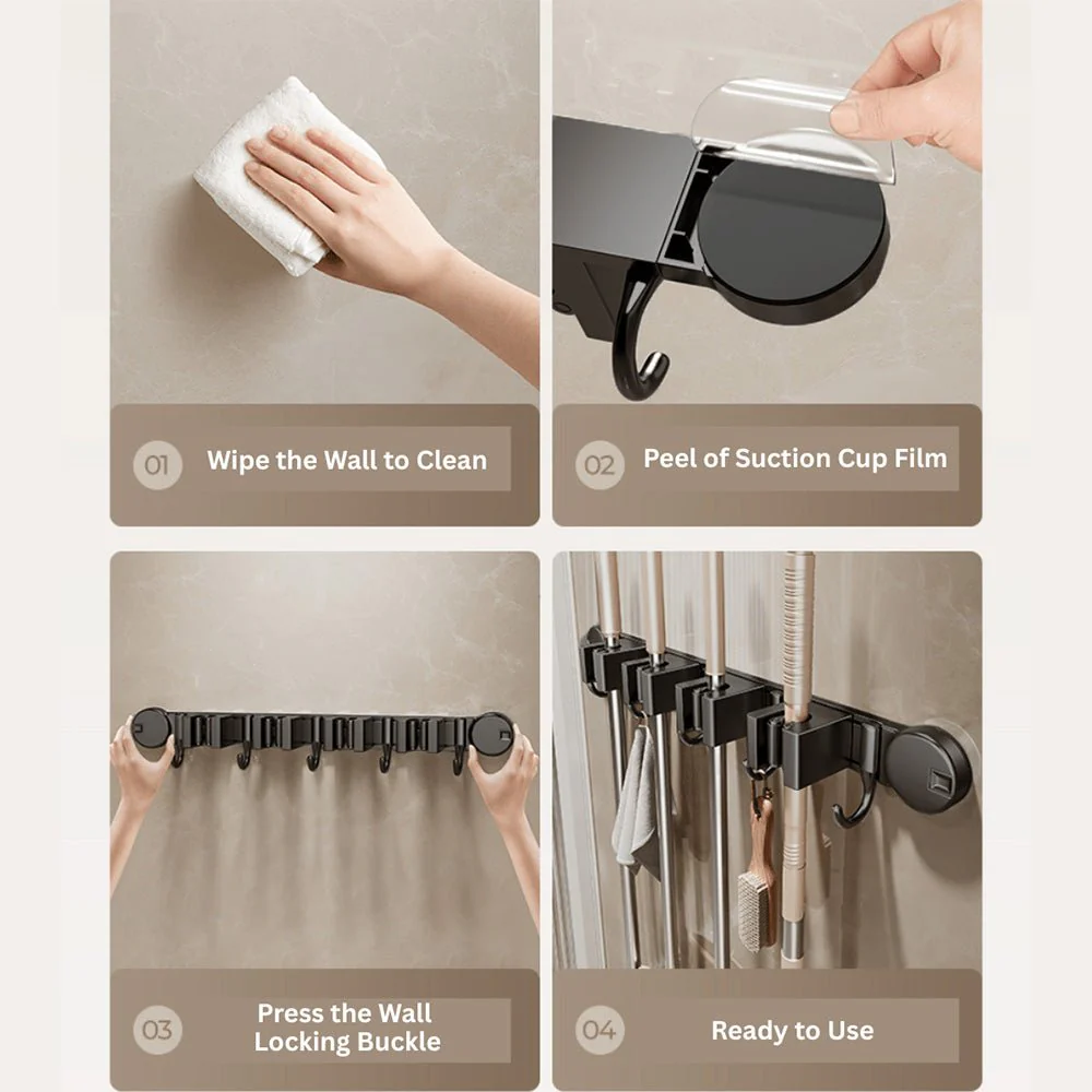 Multi-Functional Wall-Mounted Aluminum Suction Cup Holder(52cm) - Image 6