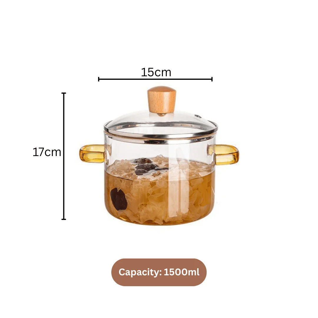 Multipurpose Borosilicate Glass Cooking Pot(1500ml) - Image 6