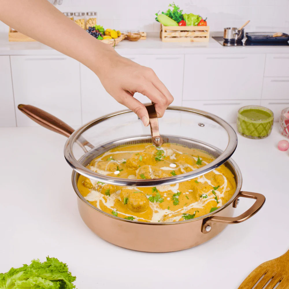 Multi-Purpose Copper Core Honeycomb Frying Pan With Lid (26cm) - Image 2