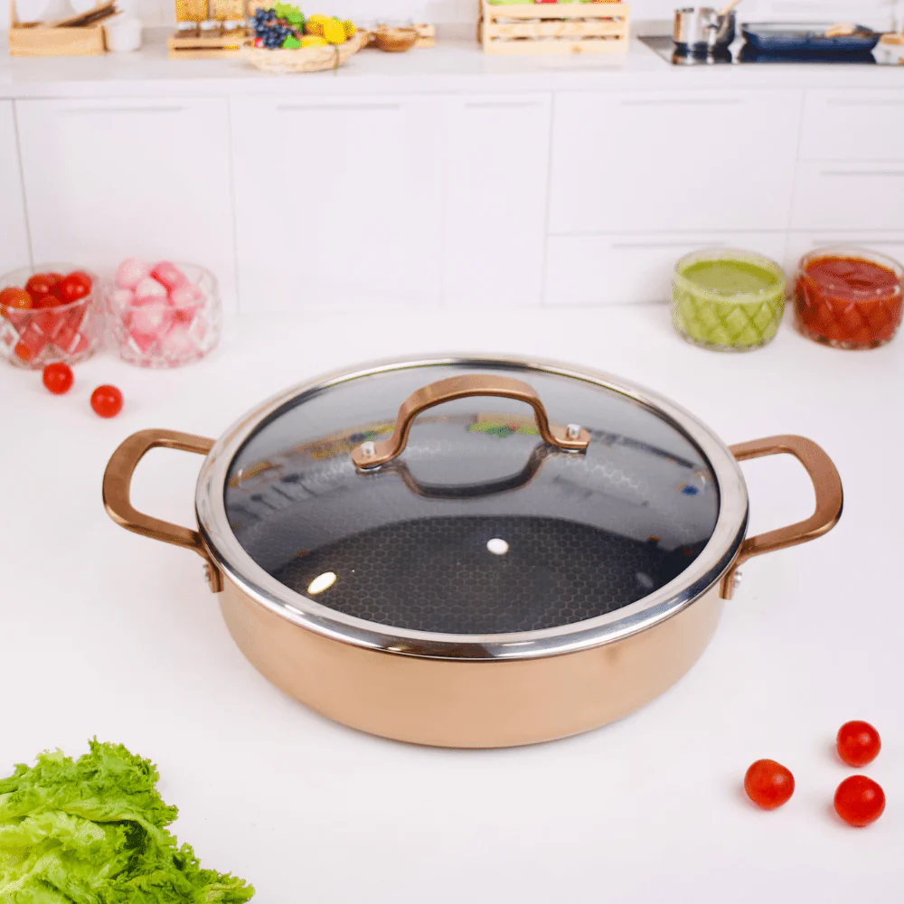 Multi-Purpose Copper Core Honeycomb Cooking Pot With Lid (26cm) - Image 4