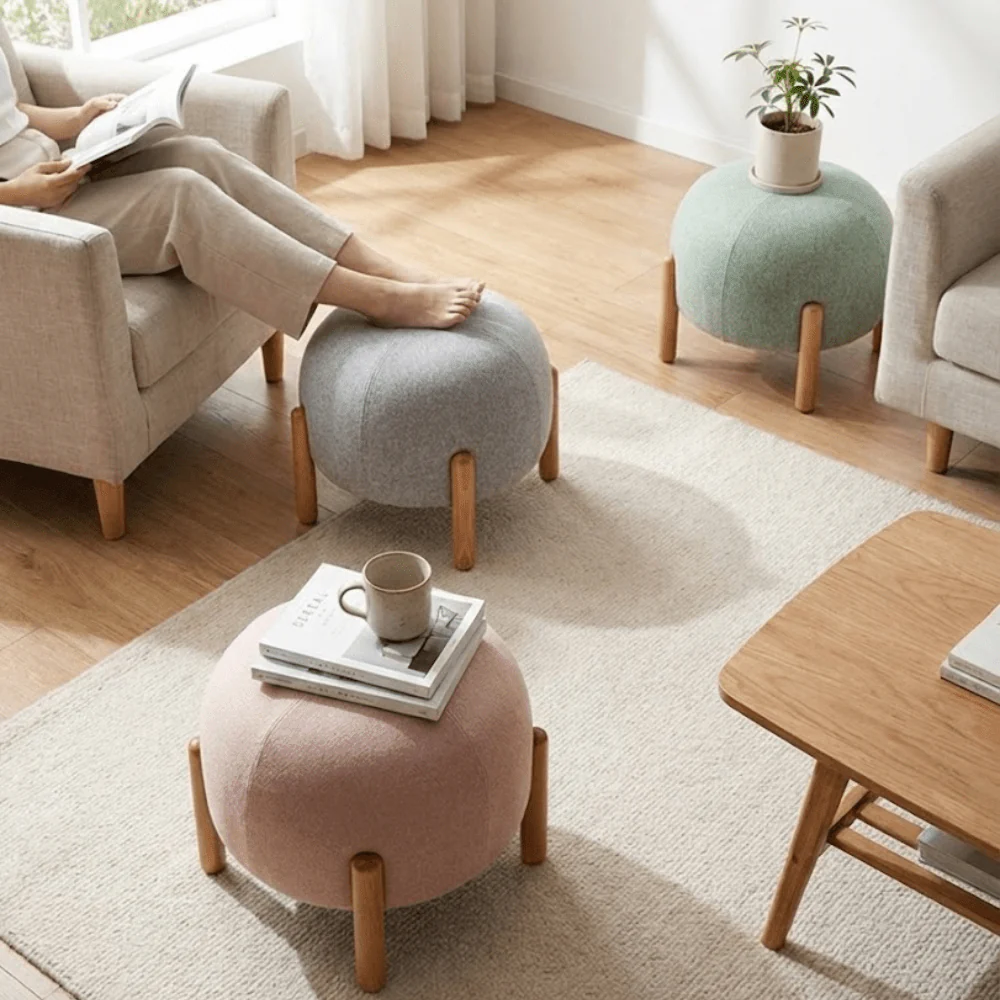 Multipurpose Ladybug Shaped Foot Stool With Wooden Leg - Image 2