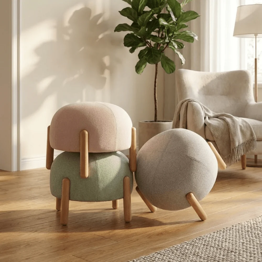 Multipurpose Ladybug Shaped Foot Stool With Wooden Leg - Image 6