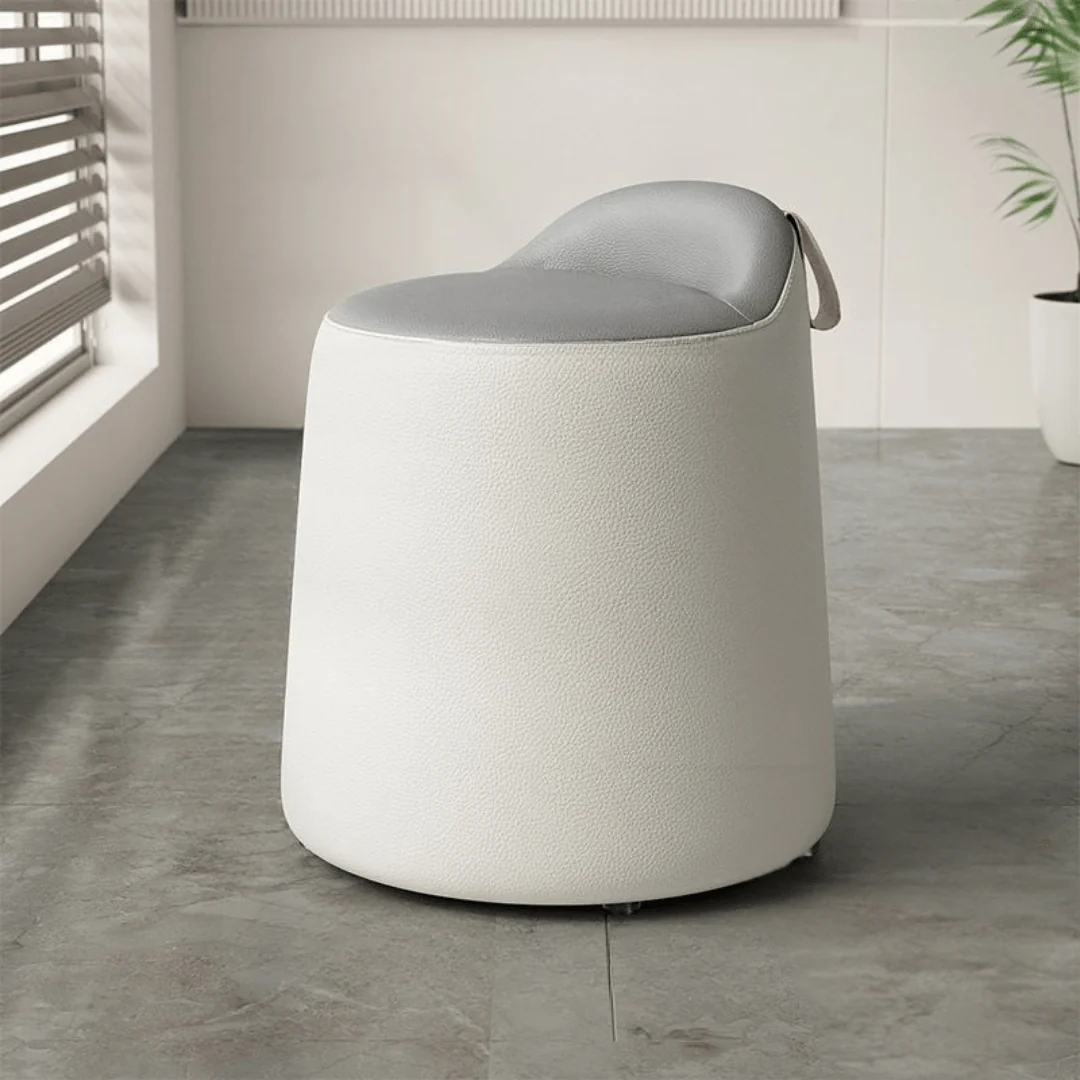 Multipurpose Leather Ottoman Round Accent Stool - Image 3
