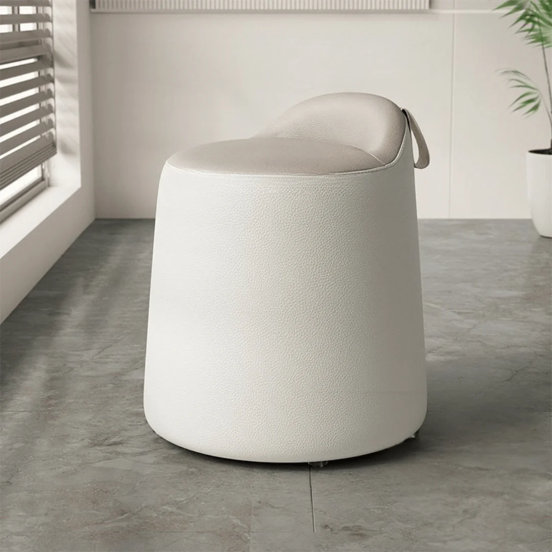 Multipurpose Leather Ottoman Round Accent Stool - Image 4