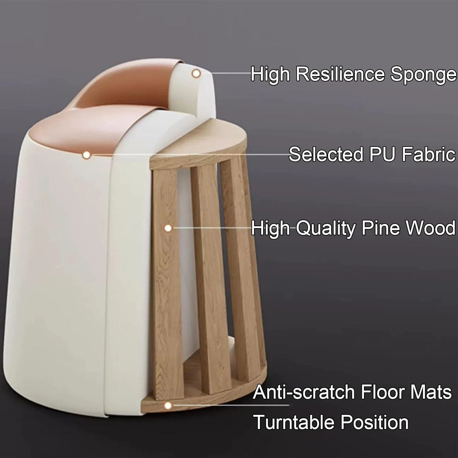 Multipurpose Leather Ottoman Round Accent Stool - Image 6
