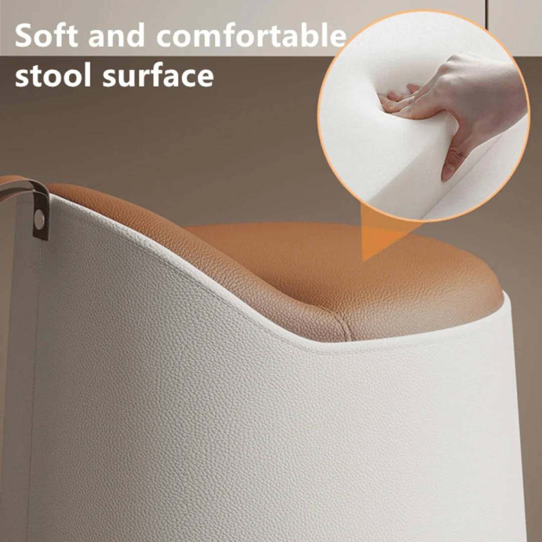 Multipurpose Leather Ottoman Round Accent Stool - Image 7