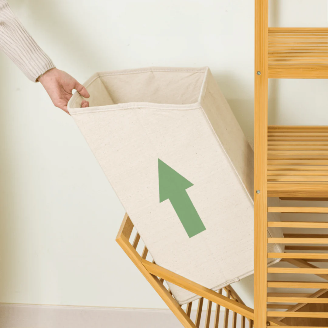 Multipurpose Multi-Layer Bamboo Wicker Laundry Basket with Table Compartment - Image 5