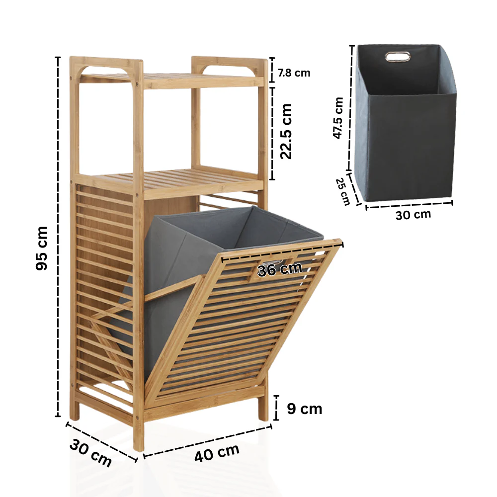 Multipurpose Multi-Layer Bamboo Wicker Laundry Basket with Table Compartment - Image 6