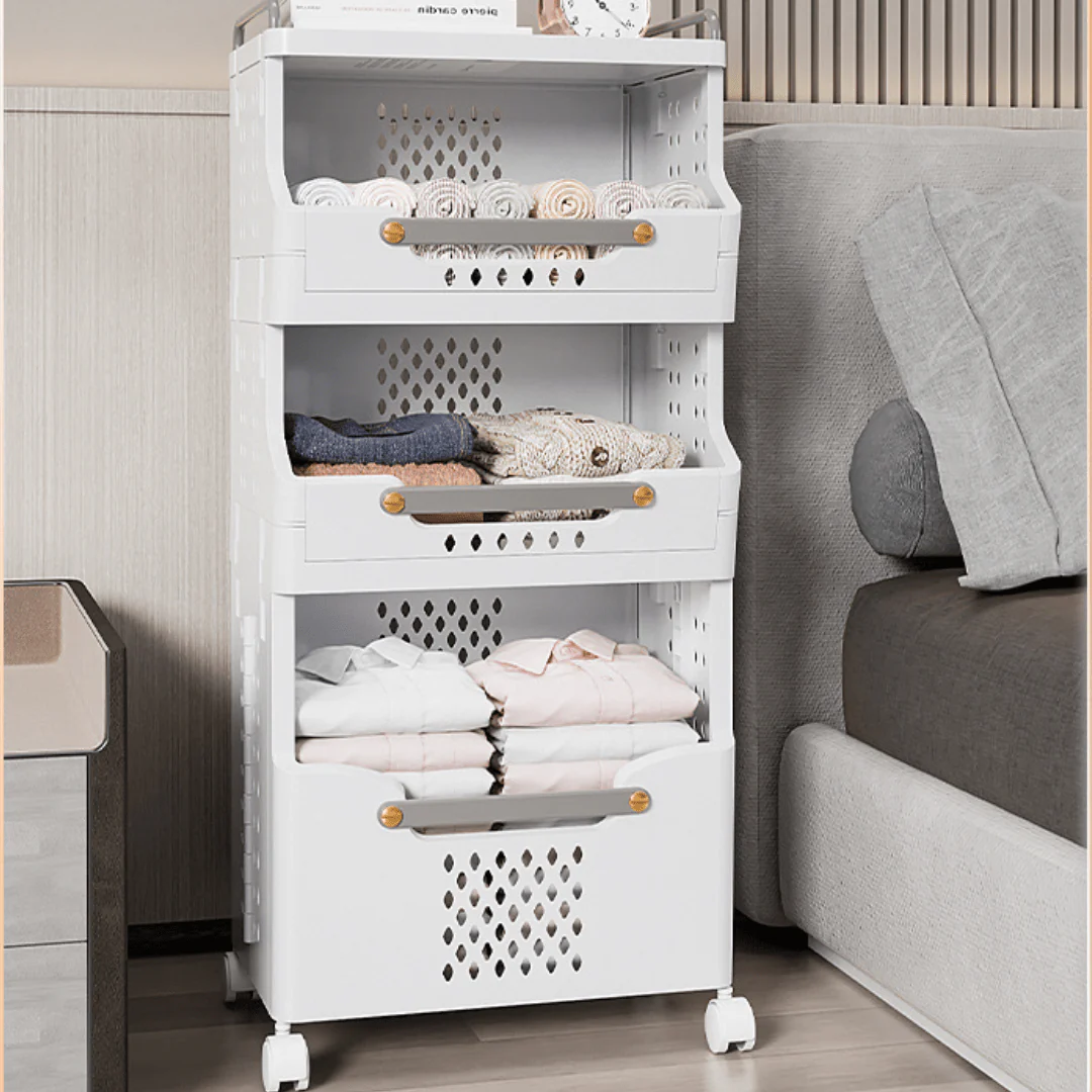 Multipurpose Multi-Layer Foldable Rolling Laundry and Storage Basket - Image 3