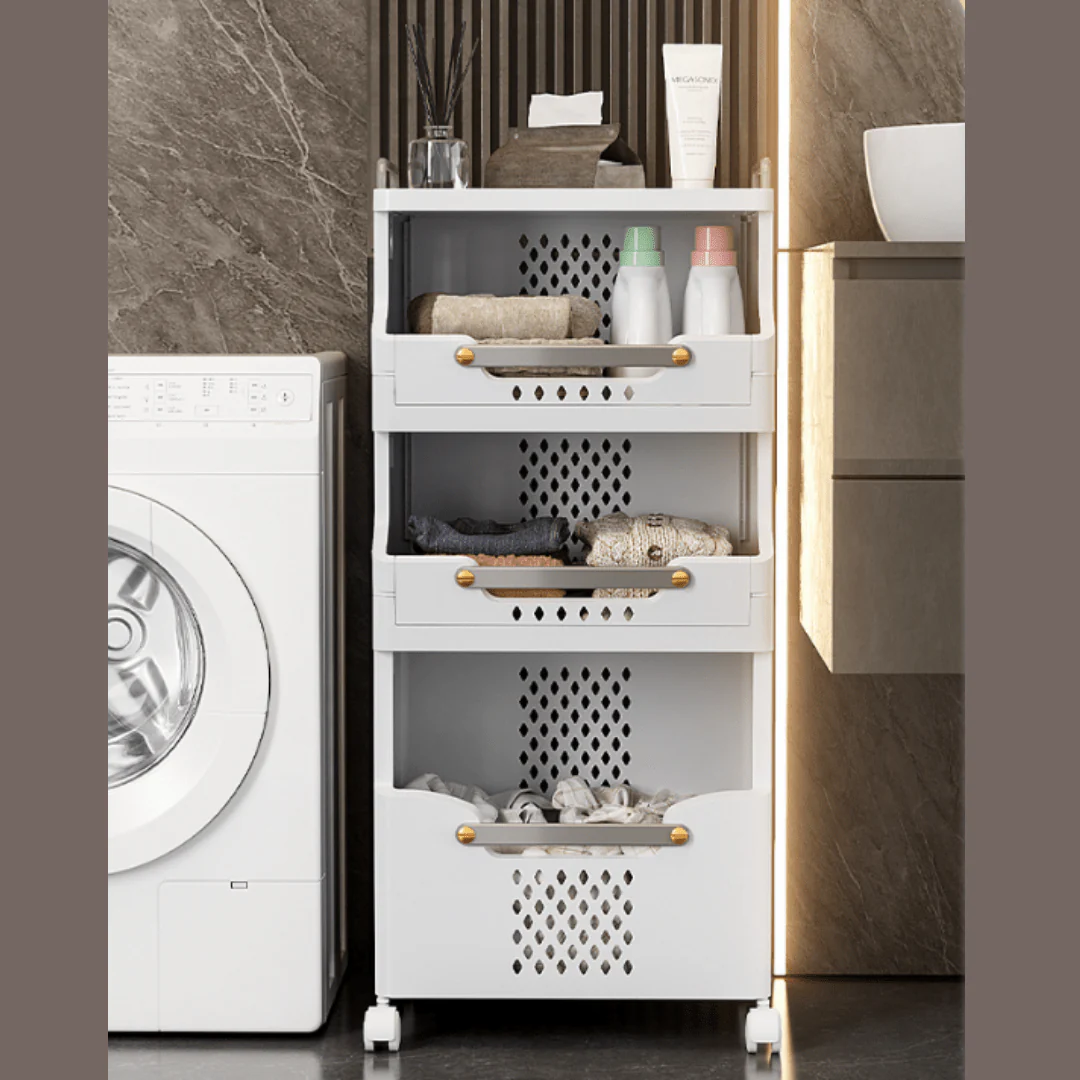 Multipurpose Multi-Layer Foldable Rolling Laundry and Storage Basket - Image 4