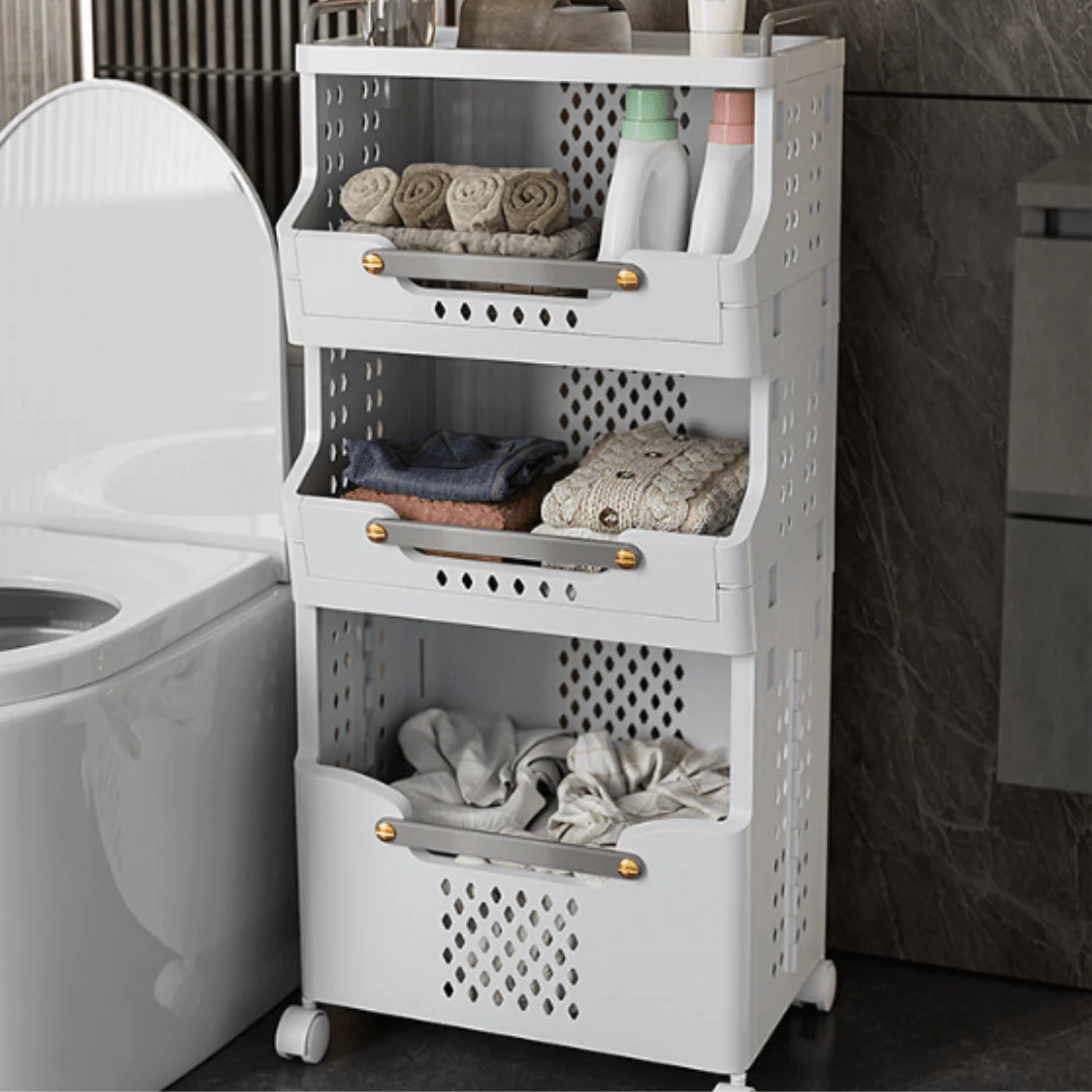 Multipurpose Multi-Layer Foldable Rolling Laundry and Storage Basket - Image 6